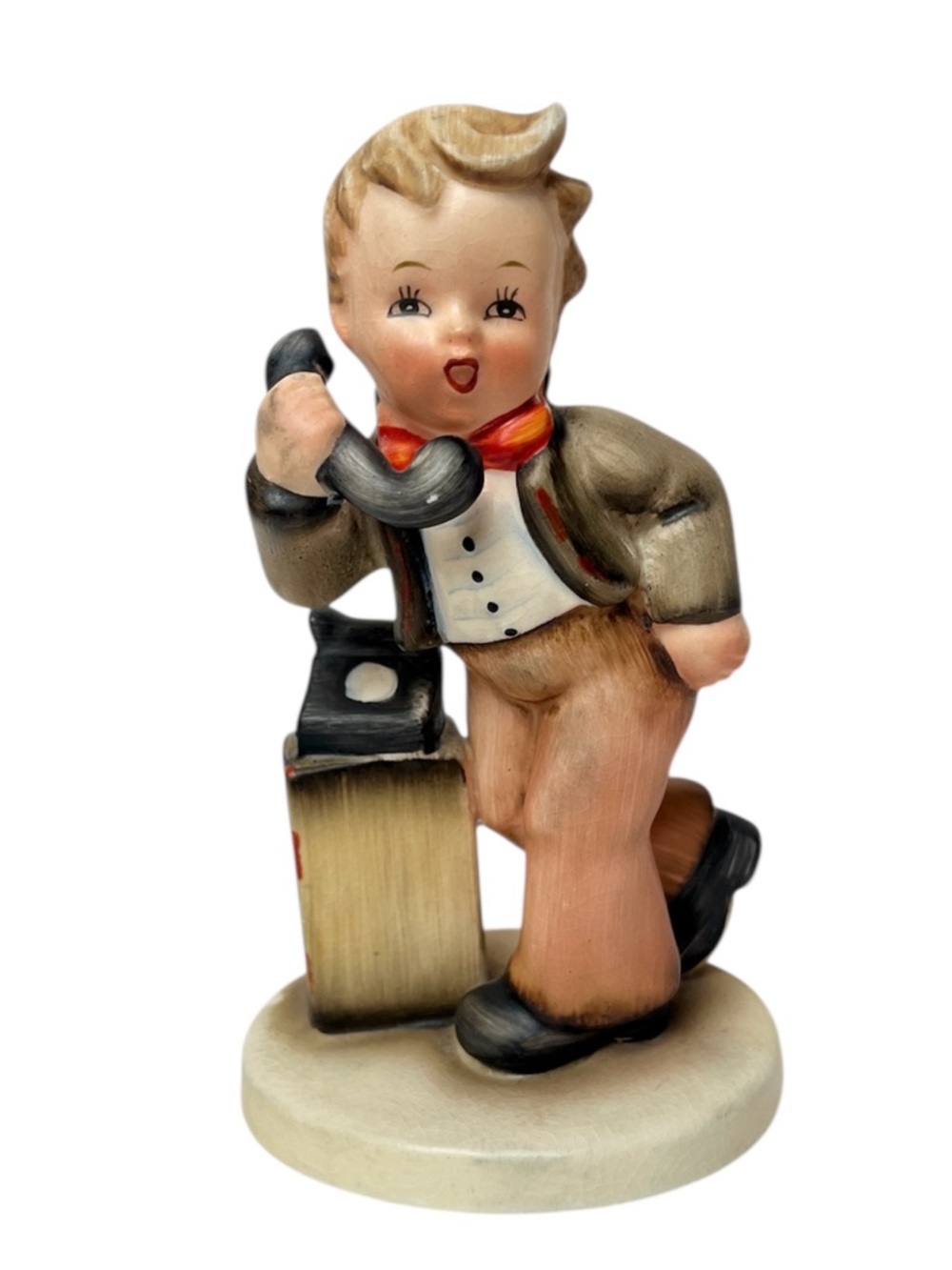 Vintage Napco Japan Ceramic “Is She Home?” AH1K Boy on Telephone Figurine